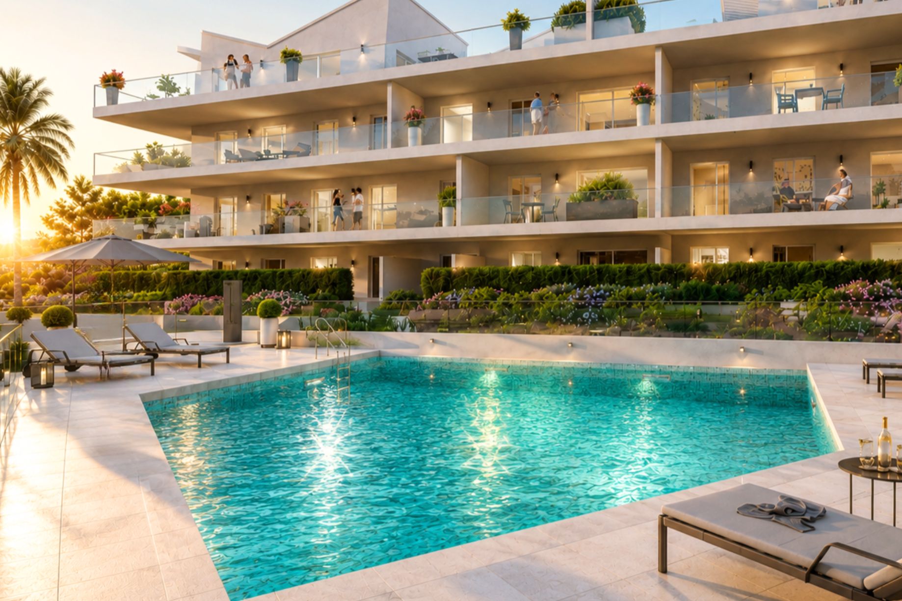 cannes-esprit-fr1192a-01-1 Cannes Esprit — residence with shared pool at sunset